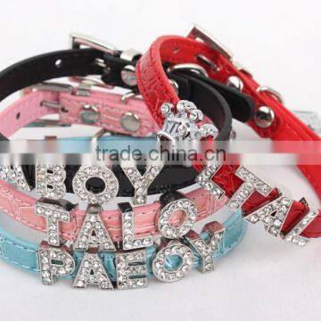 Pet Collar Strong Tough Dog Collars Fashion Pu Leather Dog Collar with letter