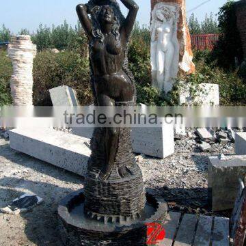 black stone nude lady water fountain