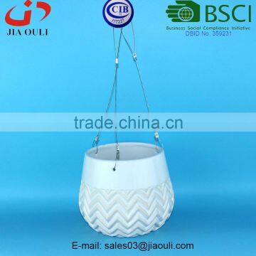 BSCI Audit factory new design Large ceramic hanging container, Hanging Flower Pots