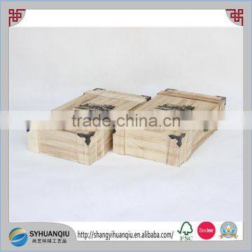 High Quality Decoration Paulownia Wooden Double Wine Box CN