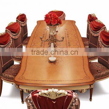 Luxurious Elegant Golden and Brown Carving Round Dining Table Set With Buffet and Chairs BF12-04204b photo-2