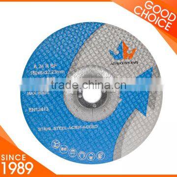 7"(180x6x22.2mm) Depressed Center Resin Bonded Reinforced Grinding Wheel For High Grade Steel