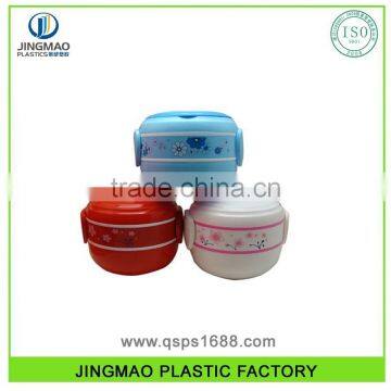 Good Quality 2 Layers Round Shape Plastic Lunch Box With Spoon Set