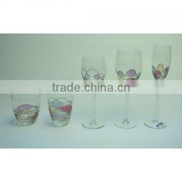 mouth blown blue color glassware wine glass