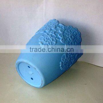 Small Round Flower Pot With Embossed Flowe Design photo-5