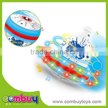 Interesting cartoon music light plastic spinning top toy