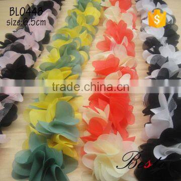 New vintage custom colorful chiffon flower trimming for clothes