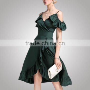 Fashion Design Classic Look Young Ladies Green Dress For Tall Women photo-4