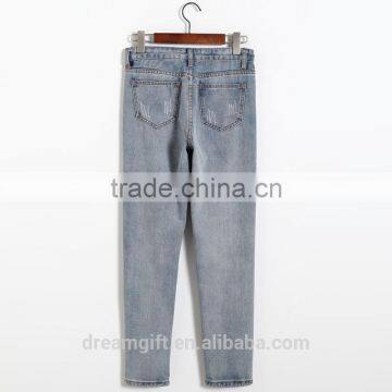 Simple Clothing Hole Torn Female Jeans Women's Cool Denim Pants Straight Jeans for Girl Destroyed Casual Pants photo-6