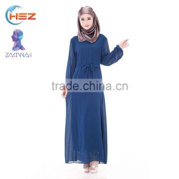 Zakiyyah 690 Muslim plus size long dress with Belt silk route abaya in solid color women clothing in malaysia