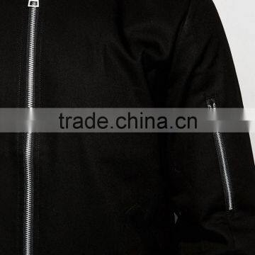 2016 Men's Bomber Jacket With Nylon Sleeve Pocket In Black photo-3