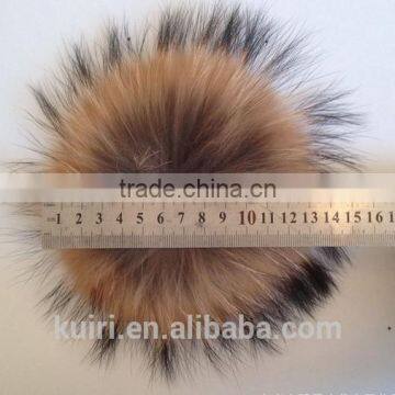Fashion 15cm Fluffy Raccoon Fur Ball Keychain Real Fox Fur Keychain Fur Pompom Key Chain Pompon Keyring Charm Women Bag Pendant photo-6