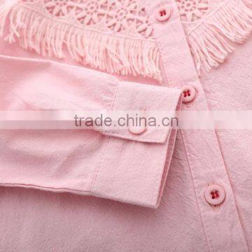 S33447W 2017 Autumn Children's Clothes Girls Blouses Thin Lace Hollow Baby Girl Blouses photo-3