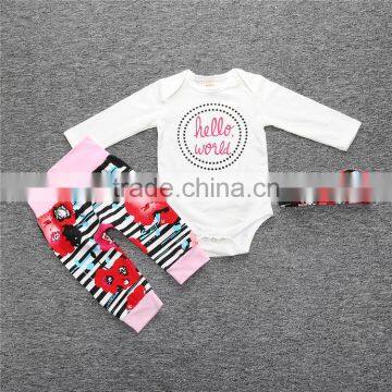 S17485A 2017 Newborn Girls Clothing Letter Tops Long Sleeve T-shirt + Pants + headband 3 pcs/set Fall Kids Outfits