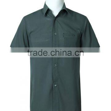 Juqian Custom High Quality Mens Plain Pure Soft Textile Cotton Colors Short Sleeve Work Shirt photo-2