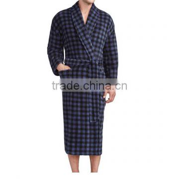 Printed Plaid Fleece Bathrobe Clothing For Adult Men