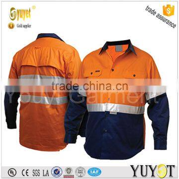 Hi Vis Orange 100% Cotton Work Shirt With 3M Reflective Tape