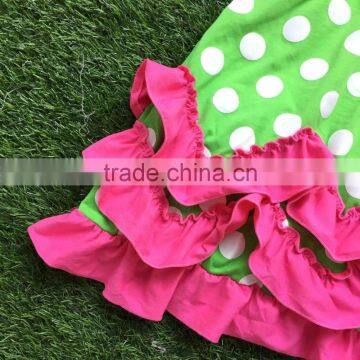 2016 New Baby Girls Dress Boutique Dress Green White Polka Dot Dress Ruffle Dress With Headband photo-2