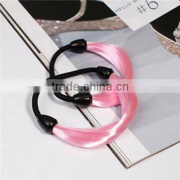 Chemical Fiber Hair Ties Round Light Pink Colorful Elastic Hair Bands photo-3