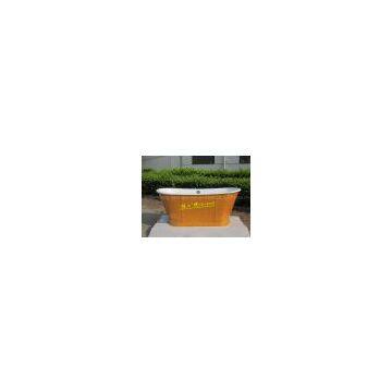 Double slipper cast iron bathtub with skirt