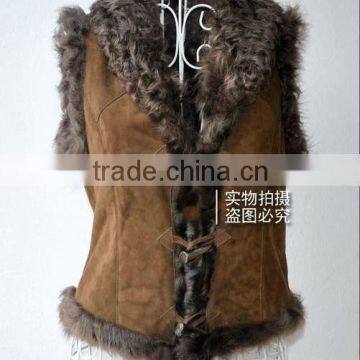 2017 New Design/Double Face fur Vest/Brown Color Lamb Fur Vest/Wholesale And Retail