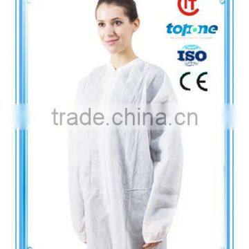 Nonwoven Lab Coat/work Suit/visitor Coat With Elastic Cuff and Button photo-3