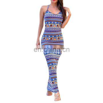 Europe And America Fashion Printing Sling Sexy One-Piece Dress