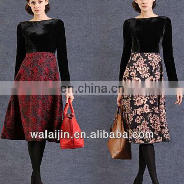 Woman Long Sleeve Velvet Dress for Winter Long Style