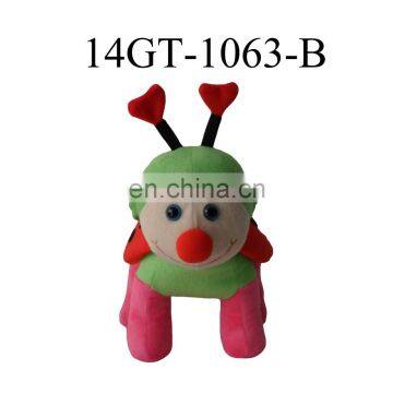 Plush green beetle/ ladybird hand bag / pouch with pink ears