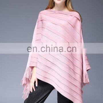 Personalized Layer Pleated Design Loose Women Big Size Pleated Tops With Tassels Hem photo-5