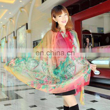 2015spring new style high quality silk crepe suzette shawl(SP2260-3)