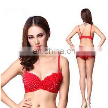 Red color sexy belly dance bra with rivet YD-053#