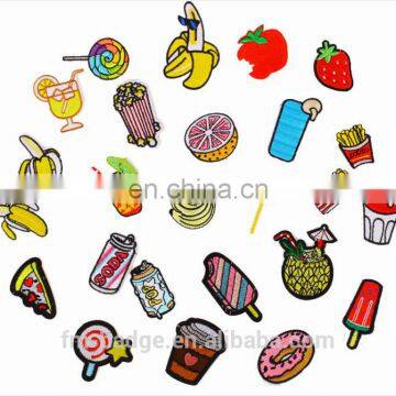 iron on embroidery patch, fruit strawberry cherry, pineapple,apple, juice, ice cream, banana fried egg, frech fries,lollipop