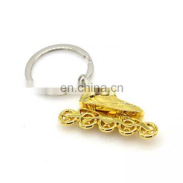 High quality gold plating shining skate wheel shoes key ring