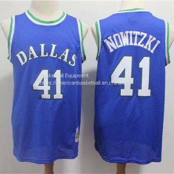 Dallas Mavericks #41 Nowitzki Throwback Blue Jersey