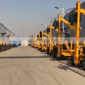 Highway guardrail installation project post pile driver drilling machine