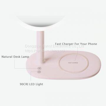 Wireless Fast Charger LED Makeup Mirror With Table Lamp photo-3