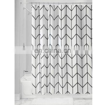 Extra Long Black Polyester Hotel Shower Curtain With Hooks photo-5