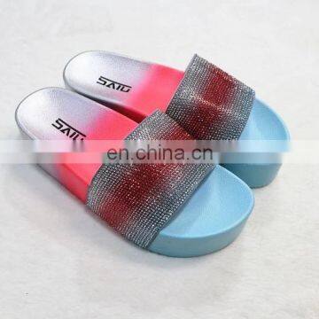 RTS New Lady High Heel Multi Color Sandals Women High Heel Rainbow Flat Form Shoes Summer Wedge Sandals Slippers With Diamond photo-5