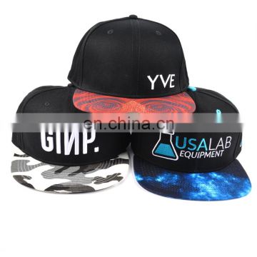 Custom underbrim printed 100% acrylic embroidery cap snapback