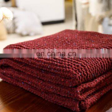 High Quality Decorative Red Chenille Blanket 50 x 60 Inch for Sofa photo-5
