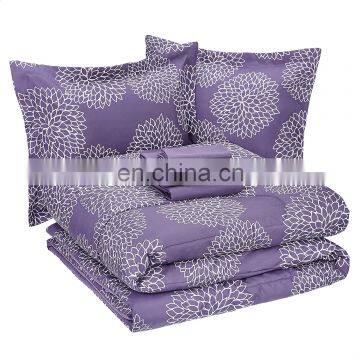 Designers Comforter Sets Luxury Purple Floral 7 Piece Bedding Comforter Set Goose Down Alternative Comforter photo-3