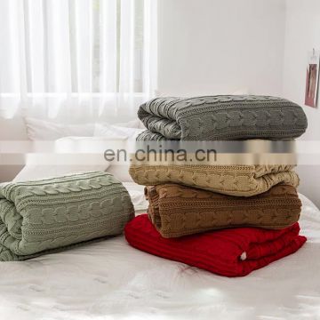 China factory supplier new design solid color 2 layers acrylic and wool sherpa winter traveling blanket with competitive price