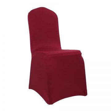White Flat Front Stretch Spandex Banquet Chair Cover for Wedding Party Dining Banquet Event photo-3