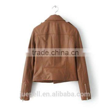 Jacket OEM 2015 Fashion Zippered Faux Leather Moto Jacket photo-3