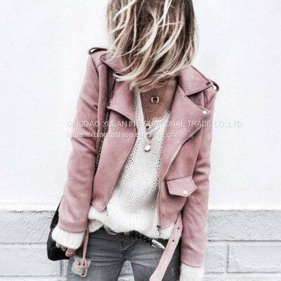 Lady Long Sleeve Faux Suede Zipper Short Coat Plus Size Women Jacket Tops Outwear X20210412 photo-3