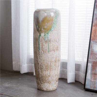 Jindezhen Countryside Style Hand Made Big Floor Ceramic Vase For Coffee Shop Meeting Room photo-4