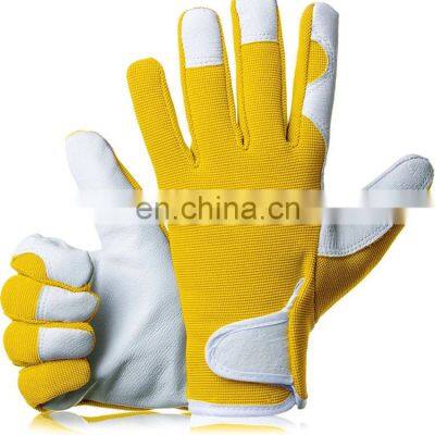 Hot Sell Women's Garden Safety Work Glove Hand Protection Pigskin Leather Gardening Gloves