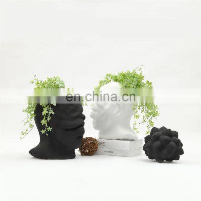 Modern Ceramic Home Decor Nordic Face Art Flower Arrangement Pot Large Human Head Vase photo-2