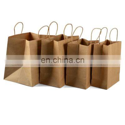 Sunkea brown kraft packaging handle paper bag for food